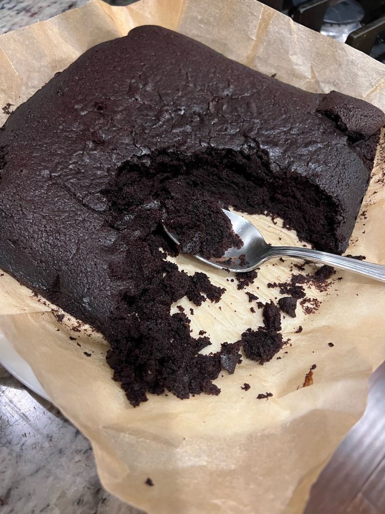 Depression cake, half eaten