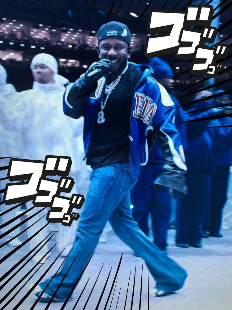 kendrick at the super bowl with japanese onomatopoeia like he’s in an anime battle 