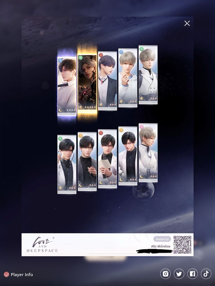 A screenshot of a 10-pull result from Love and Deepspace. I won the 50/50 mechanic and got a copy of Sylus’ Abssyal Mark.