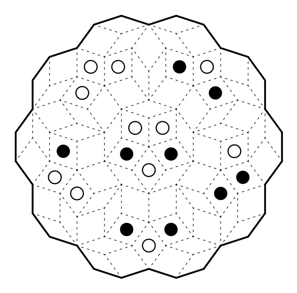 A Masyu puzzle on a Penrose tiling.