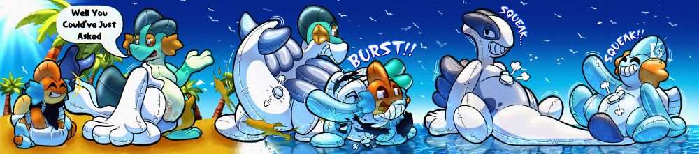 3 Stage TF Sequence, On the beach, moving onto the sea!
Marshy turning into a Lugia pool toy, and Iso turning into a Regular Mudkip Pooltoy!