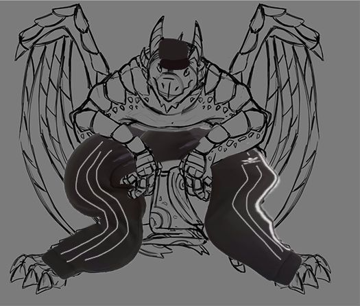 Previous image but includes a flat cap and sweatpants remincient of a "slav squat"