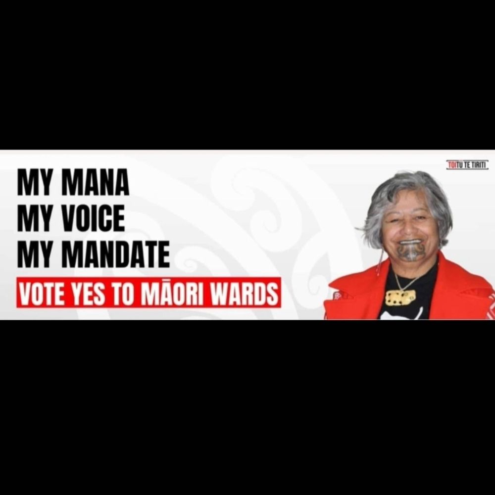 Toitū Te Tiriti billboard featuring Ellen Tamati wearing a big smile

Billboard says:
MY MANA
MY VOICE
MY MANDATE
VOTE YES TO MĀORI WARDS