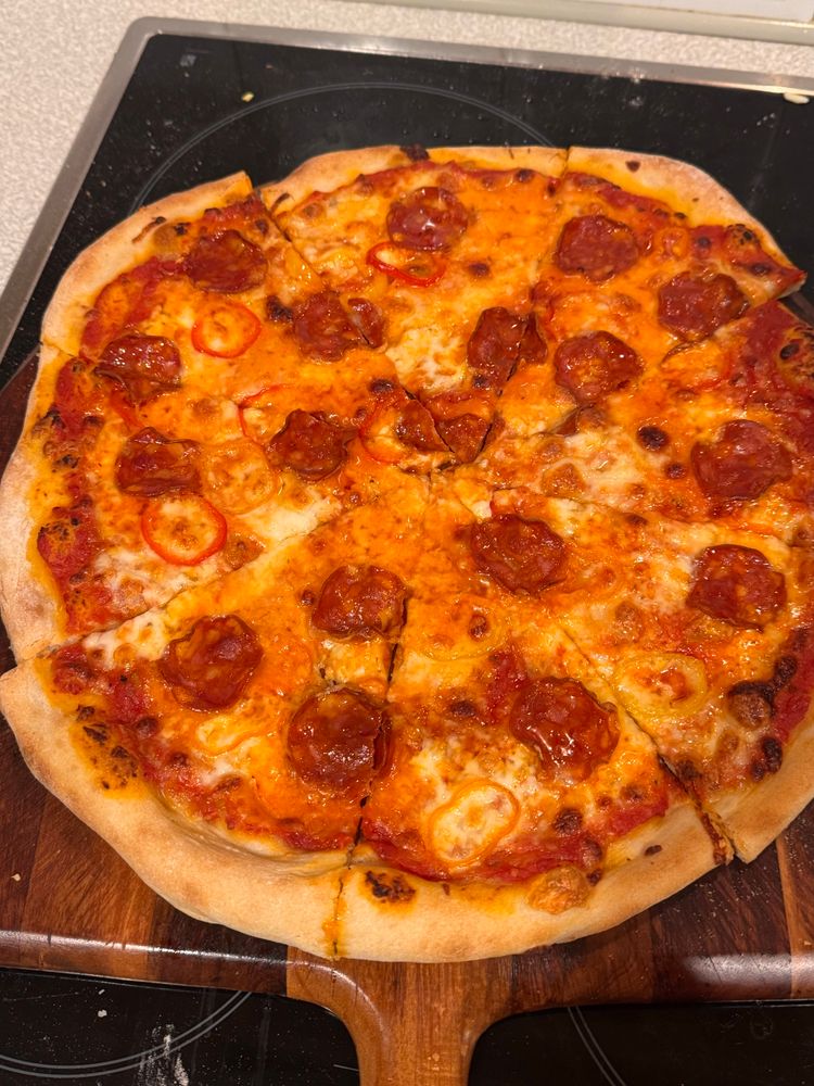 Chorizo and pepper pizza