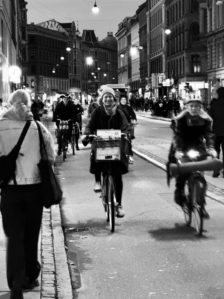 Cyclists in the bike lane