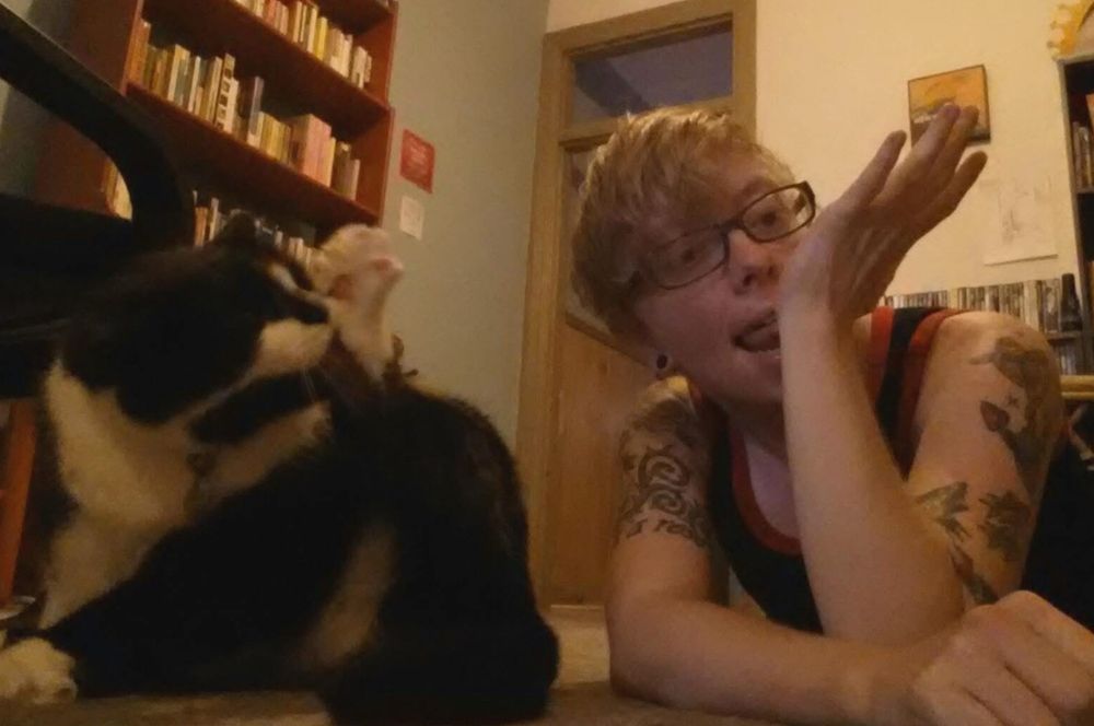 Me and my cat licking ourselves 2014