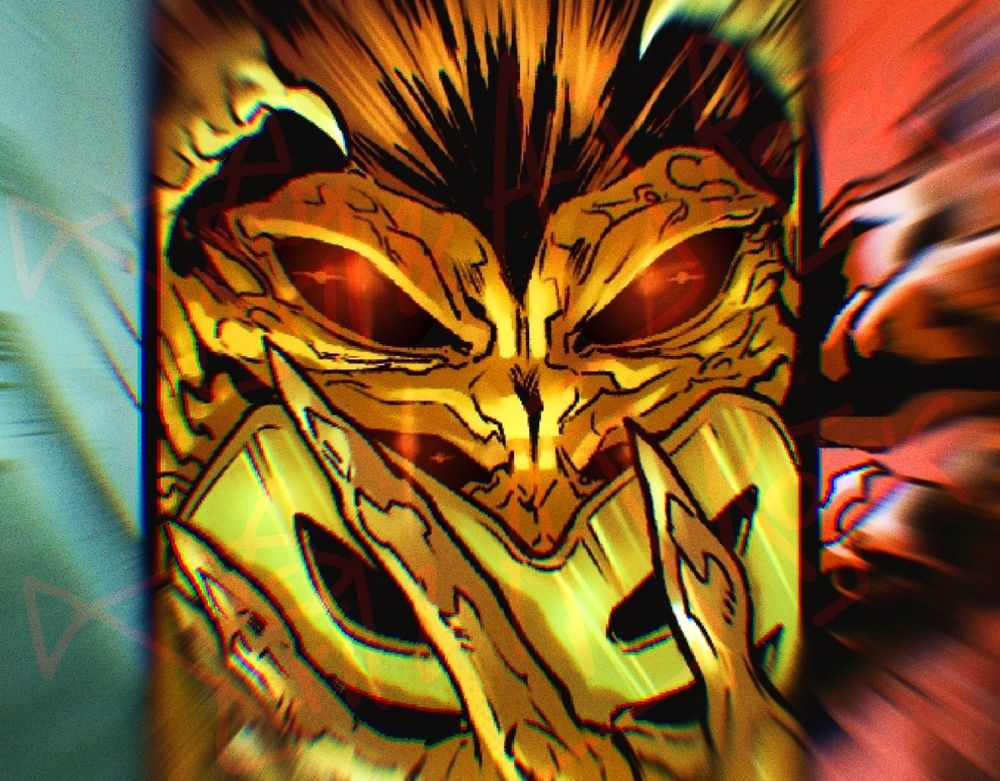 A close up of a four eyed dreadful alien taking away their containment mask, meaning they will get even more dreadful. Detail from a Torch: Reclaim The Skies issue 4 panel. 