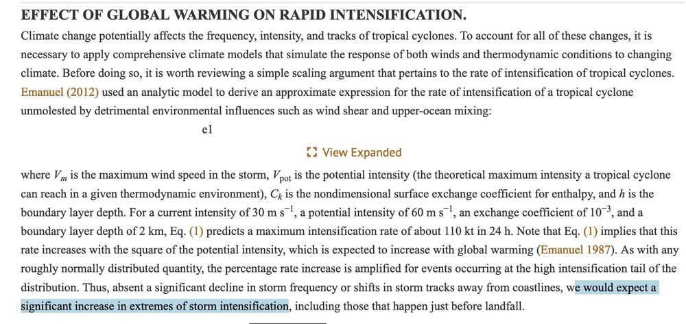Screen aus https://journals.ametsoc.org/view/journals/clim/26/16/jcli-d-12-00433.1.xml, Kap. Effect of Global Warming on rapid intensification