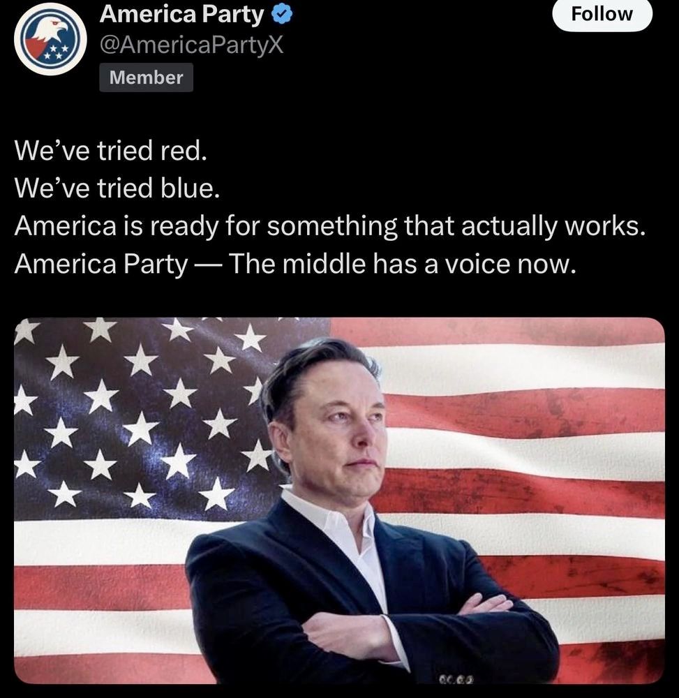 photo of a ding-dong in front of an american flag pretending he's starting a new political party