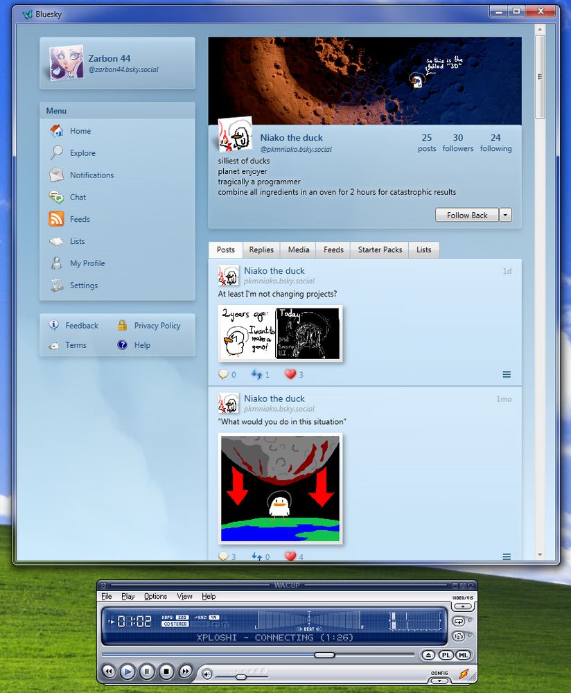 Longhorn Bluesky application with the WACUP (WinAmp) under it to be very frutiger