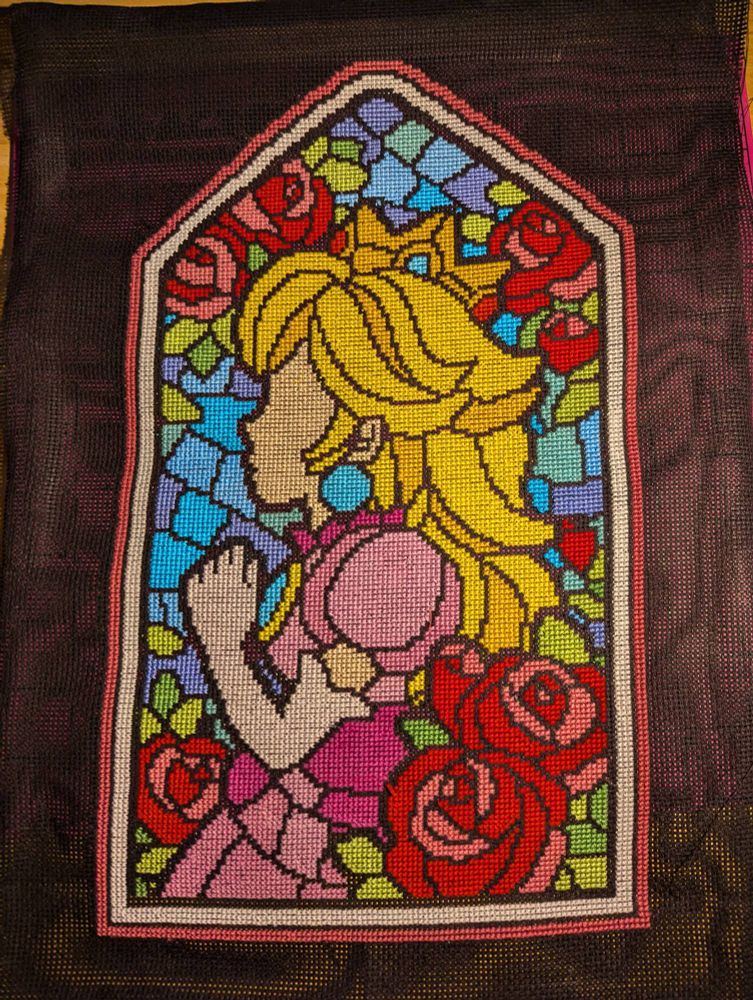 Massive princess peach glass mosaic cross stitch 