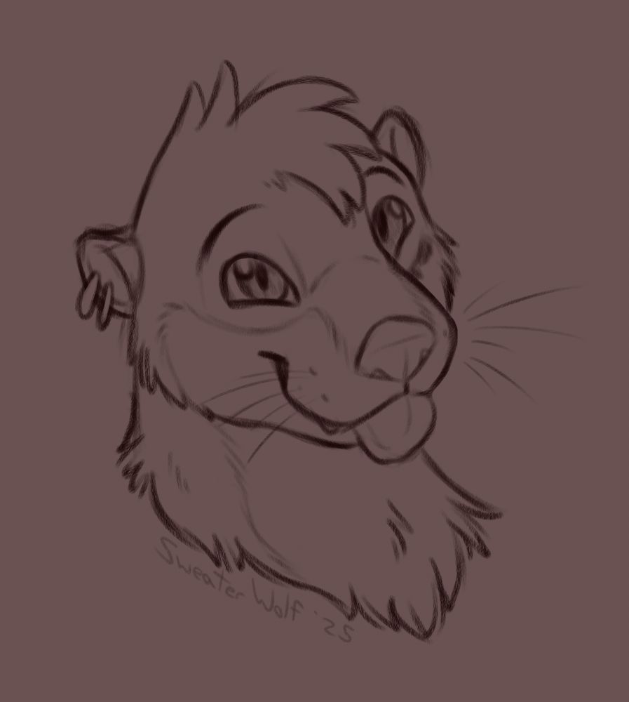 Digital sketch of Percy’s otter. Otters are fun to draw.