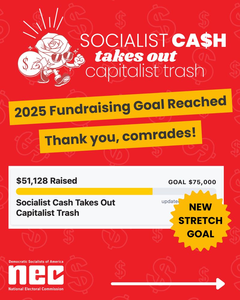 Socialist Cash Takes Out Capitalist Trash! Our 2025 fundraising goal of $50,000 has been surpassed! Thank you, comrades. We have a new stretch goal of $75,000.