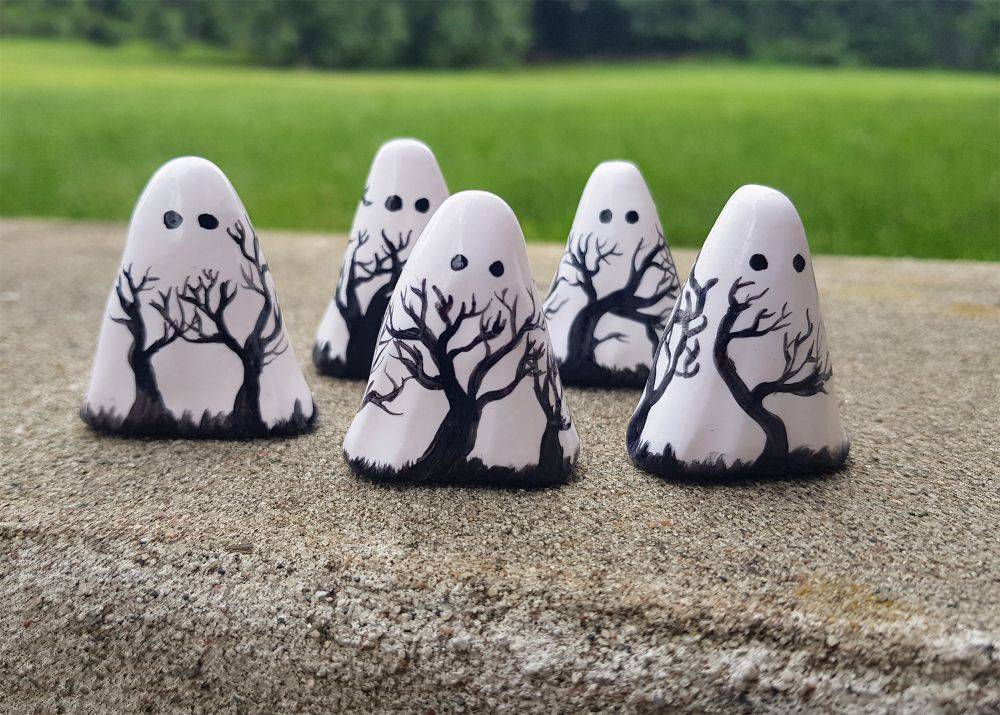 Miniature ghost figurines.