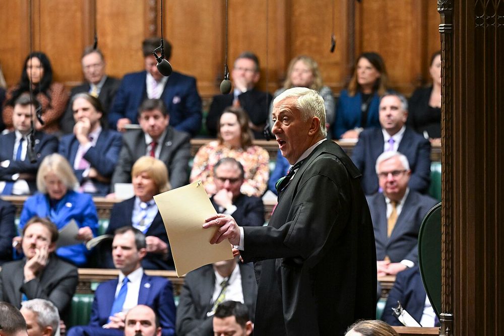 Speaker Lindsay Hoyle at Prime Minister's Questions, 7 February 2024.
UK Parliament
by Maria Unger
https://commons.wikimedia.org/wiki/File:Prime_Minister%27s_Questions,_7_February_2024_12.jpg