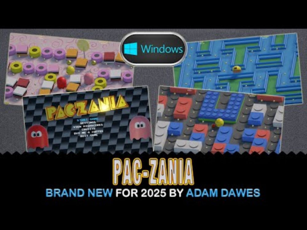Pac Zania - brand new for 2025 - a ground up recreation of Pac Mania ny Adam Dawes on the PC