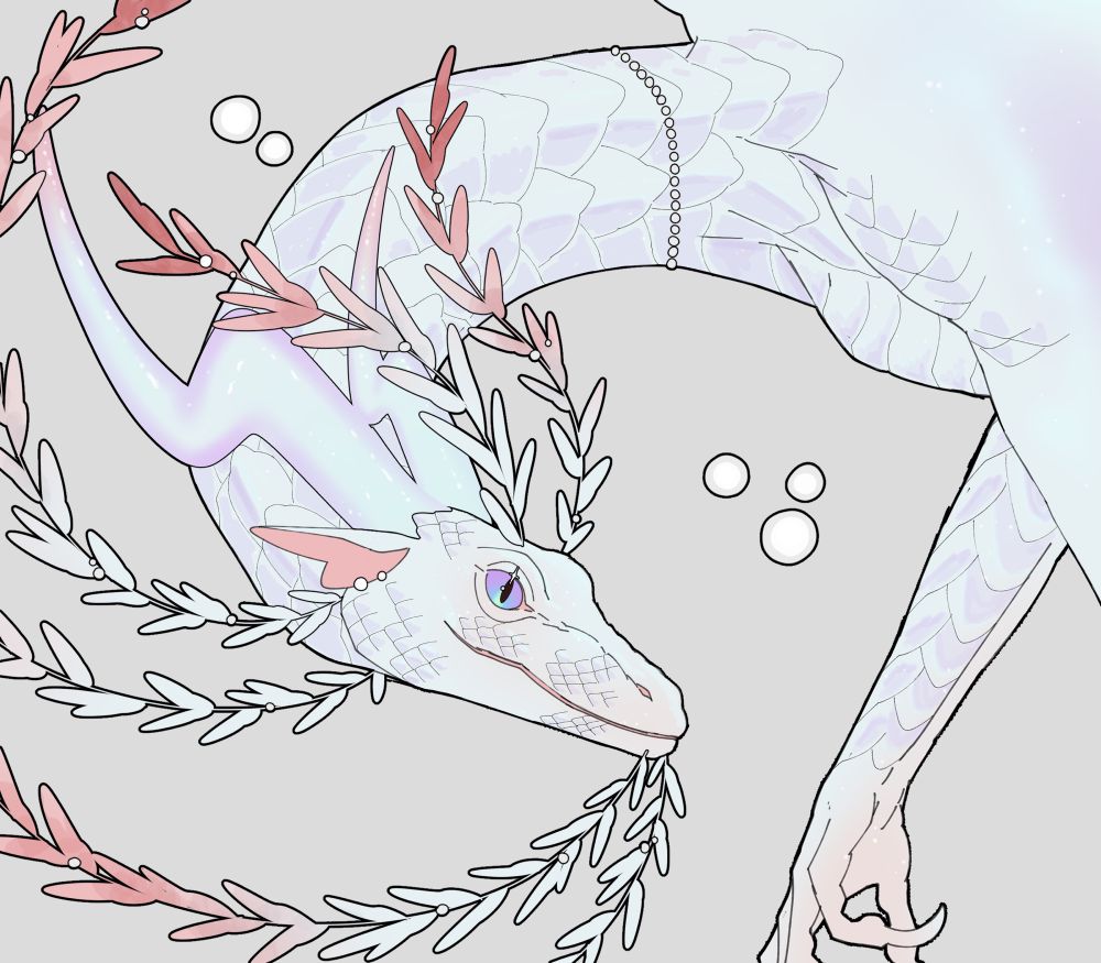 White pearlescent dragon art
