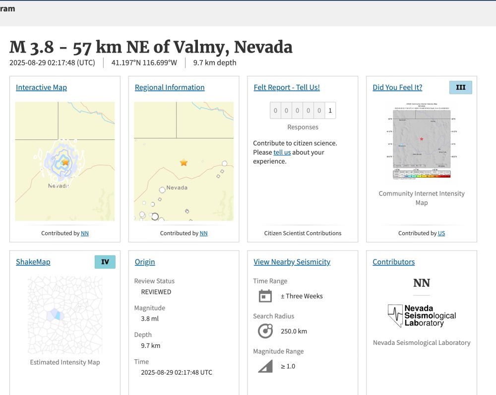 Screen grab of the USGS 