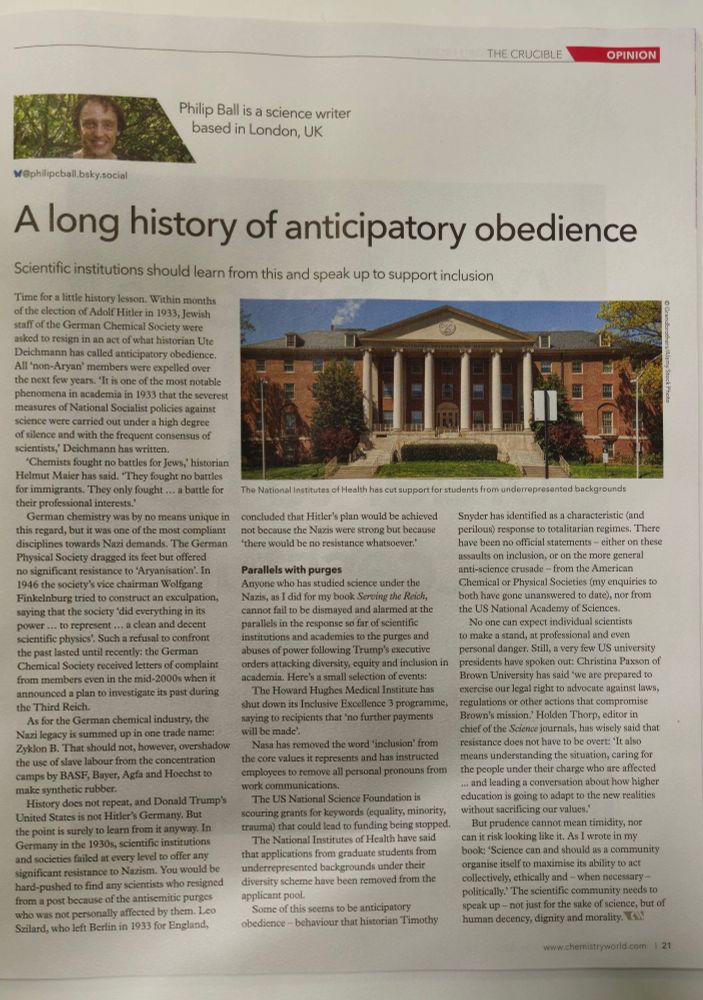 A Chemistry World op piece on a long history of anticipatory obedience in science 