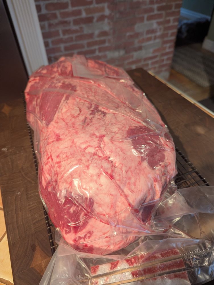 Tha same brisket after being put in a dry ageing bag and sealed
