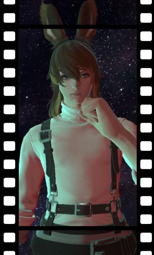 My in game character portrait imitating Baku's first henshin into Zeztz