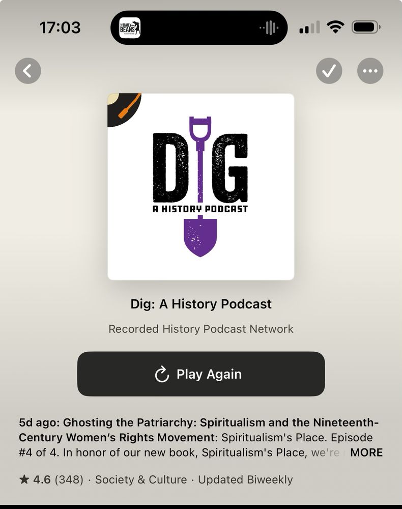 Screen shot of Dig: A History Podcast as seen on Apple Podcasts. 