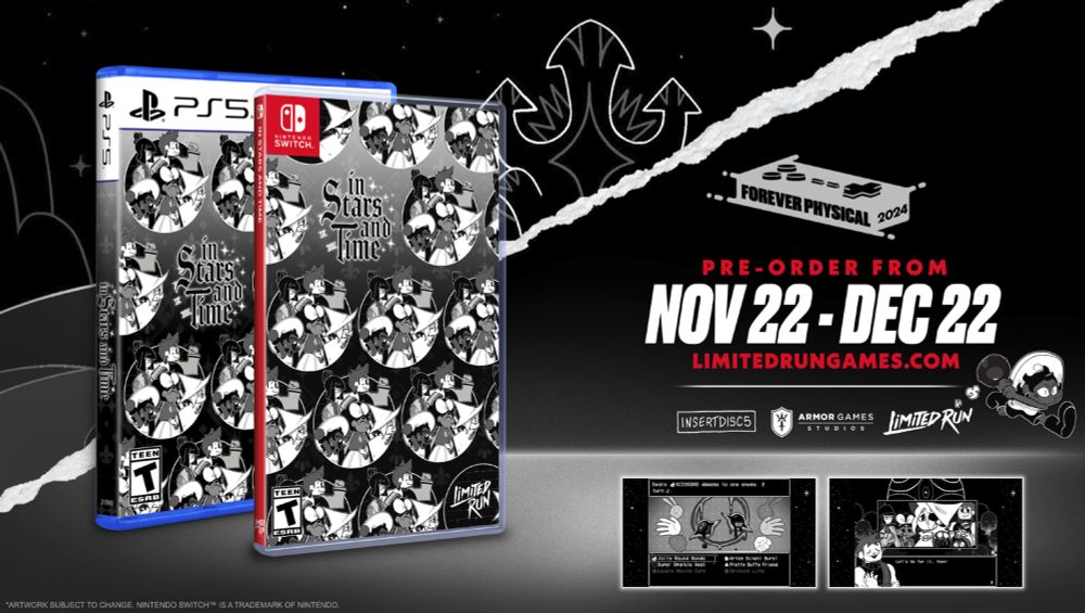 box art of the In Stars and Time physical release box art. it looks very cool