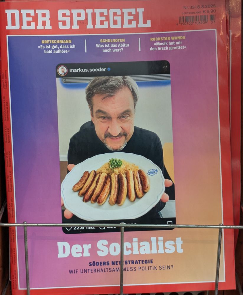 Cover mit einem Social-Media-Post von Markus Söder.
Titel des Spiegels dazu "Der Socialist"