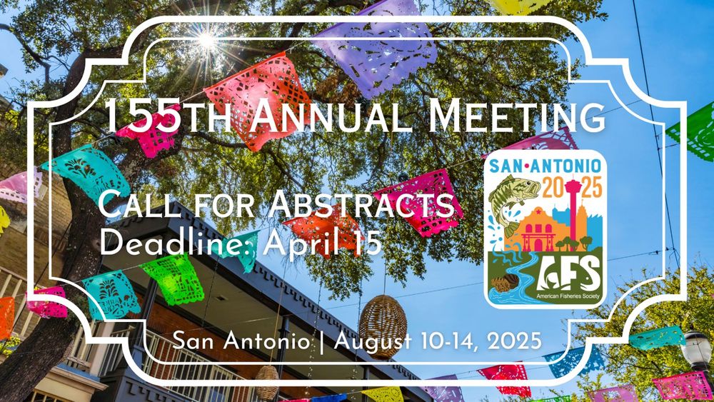 Photo of colorful flags at Market Square in San Antonio, with text “155th Annual Meeting. Call for Abstracts. Deadline April 15. San Antonio | August 10-14,2025”.
