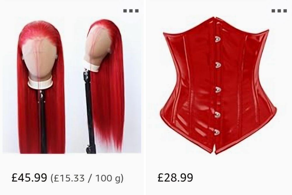 A red wig £45.99 and a red pvc corset £28.99 to be purchased from my amazon wishlist by a very good boy. 