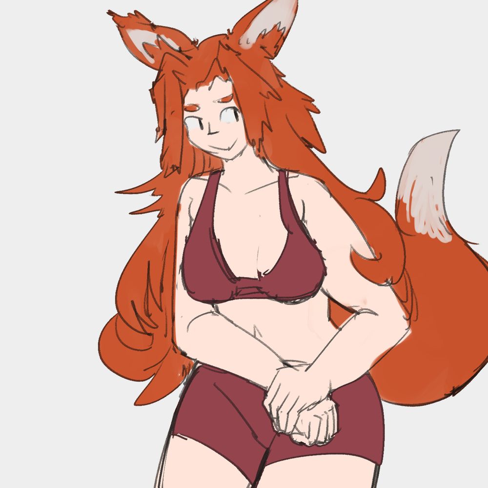 Jamen2's foxgirl in a red swimsuit. what is line quality