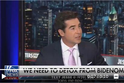 Screen capture of Fox news dude, Jesse Waters, on air. 