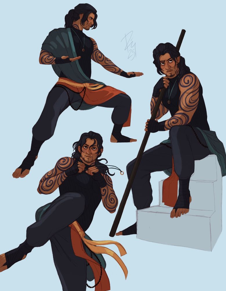 sketches of my dnd ocs hartline in various action poses