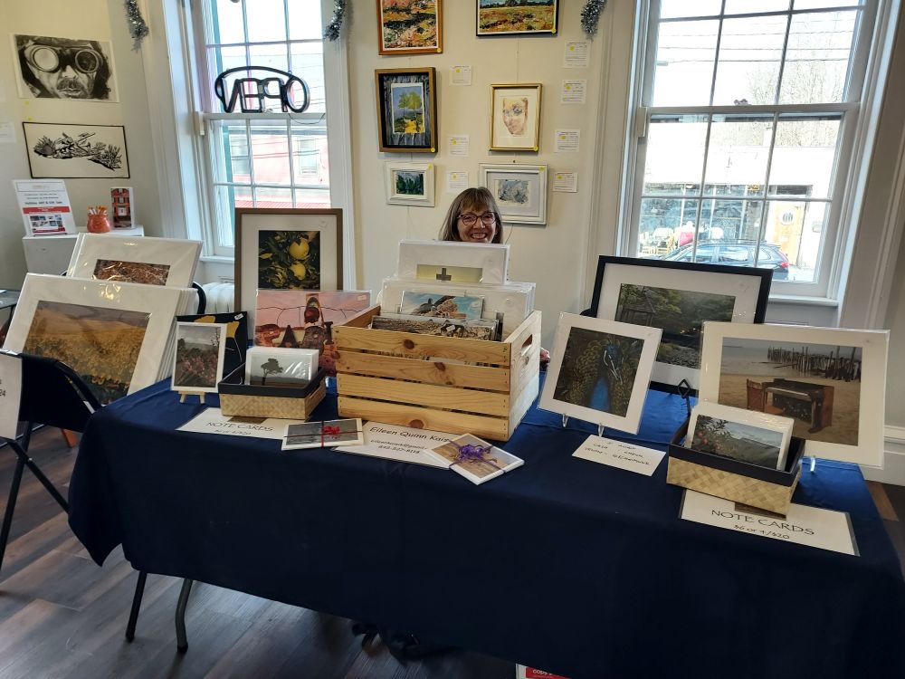 These 4 images show tabled at an art and craft show