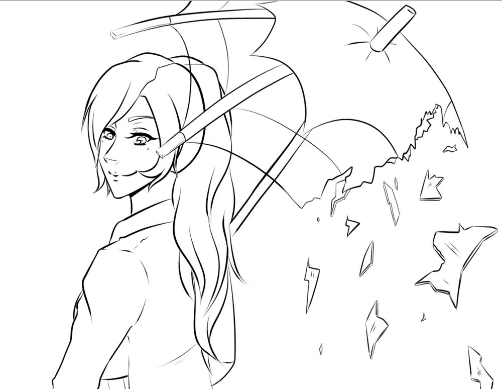 Lineart for a fanart of Neopolitan (from RWBY) I did back in 2014 - back then I did p much everything in Paint Tool SAI!