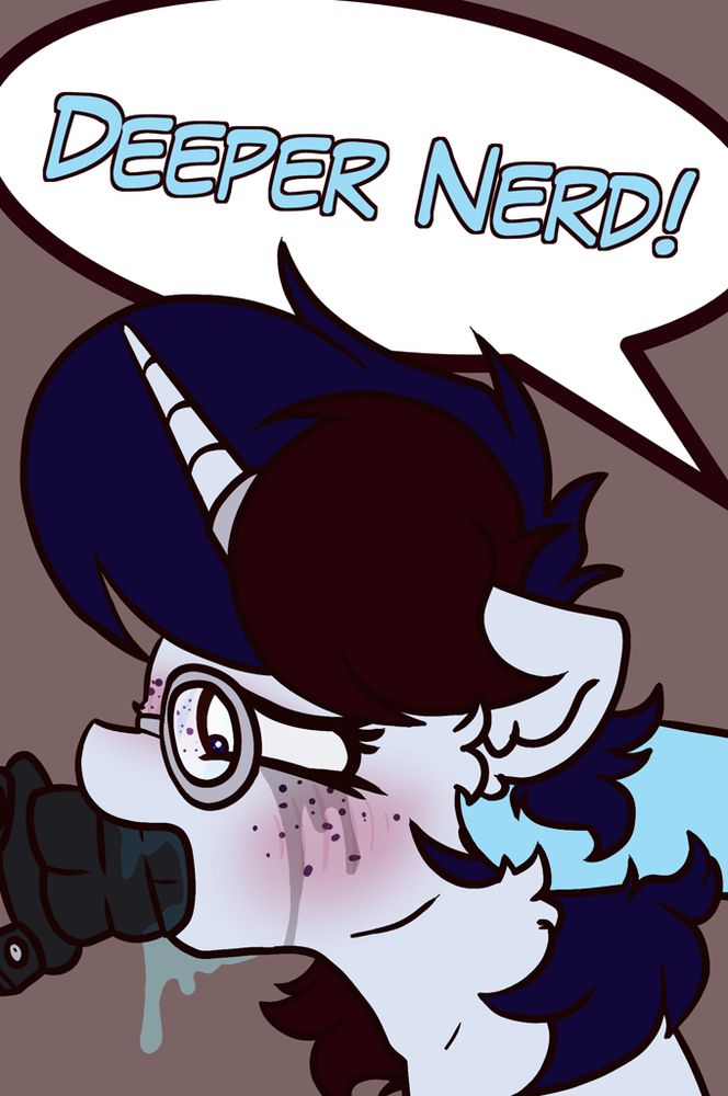 Ink Spill being forced in a Dildo by rainbow dash with the line "Deeper Nerd!"