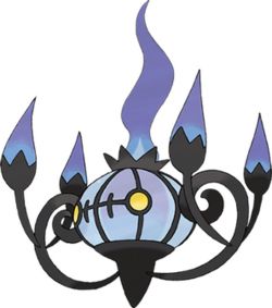 Chandelure, a Ghost/Fire type Pokemon. The ace of Ingo, the other Battle Subway Boss and Emmet’s twin brother; and Gwynn, a Ghost-type specialist member of the Fists of Justice who is blatantly in love with Canari.