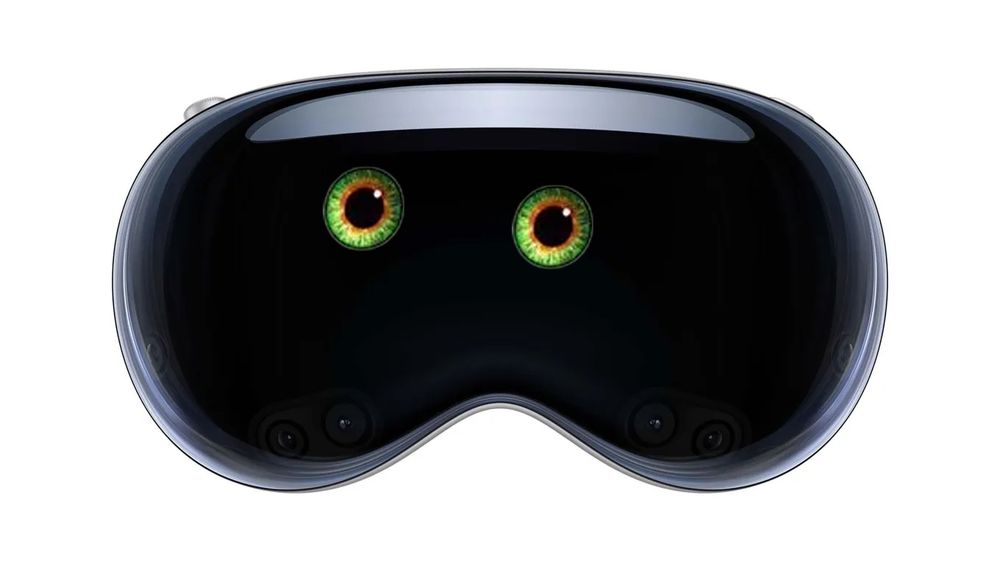 Irises added to the front of an Apple Vision Pro (as a joke)