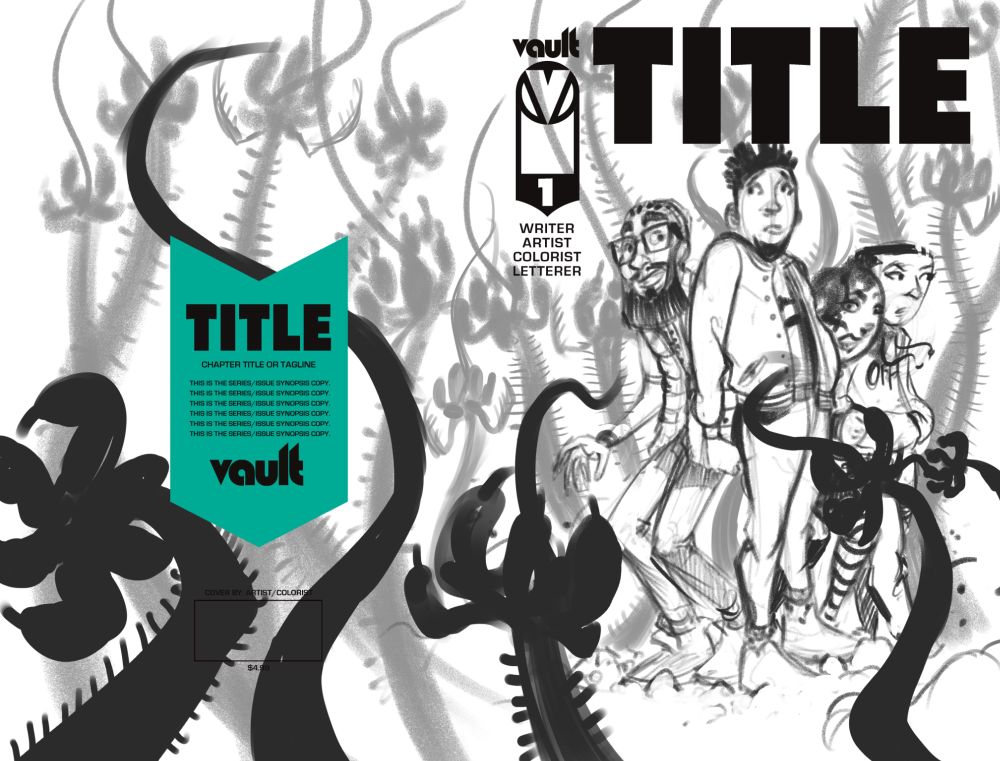 Group of young people surrounded by ominous tendrils 