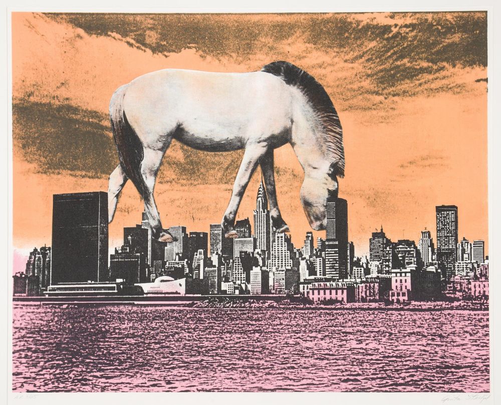 Giant horse against NYC skyline