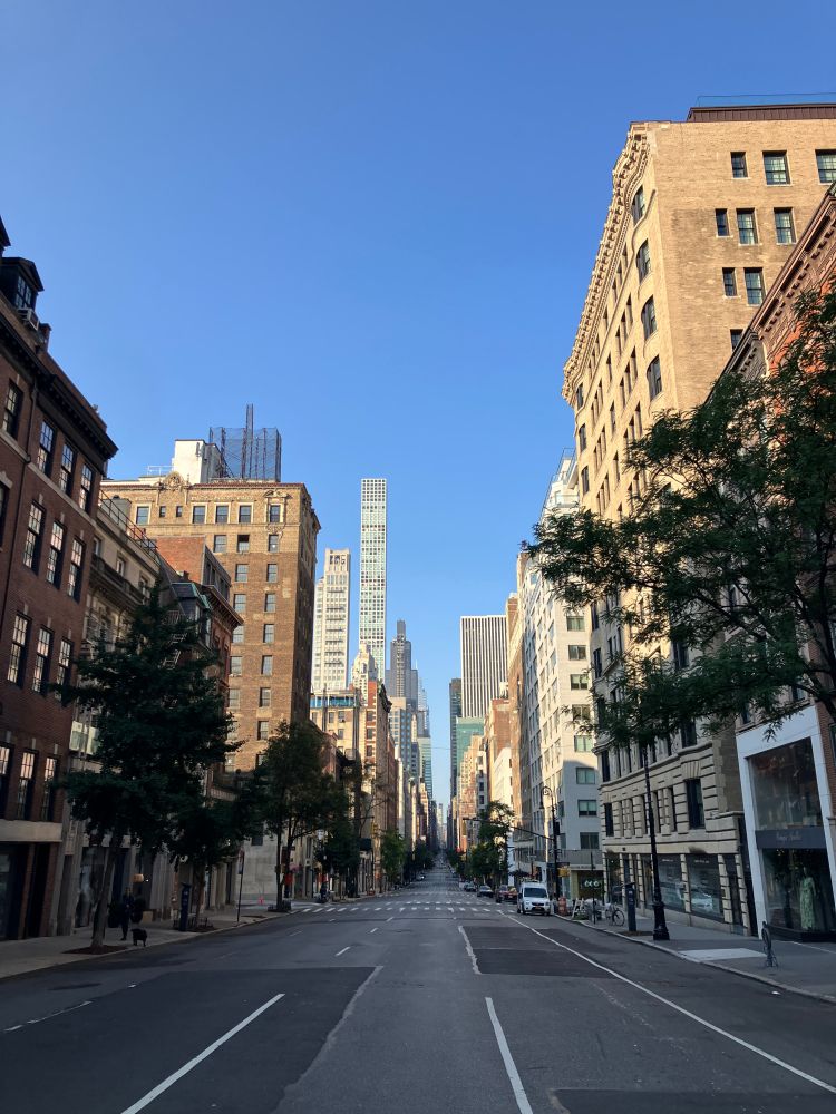 View of Madison Ave, NYC, looking downtown, with no apparent cars visible