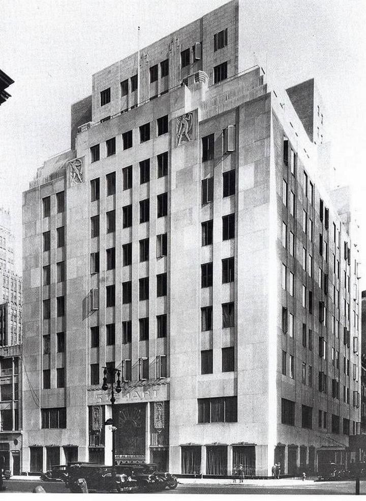 B&W photo of a building facace
