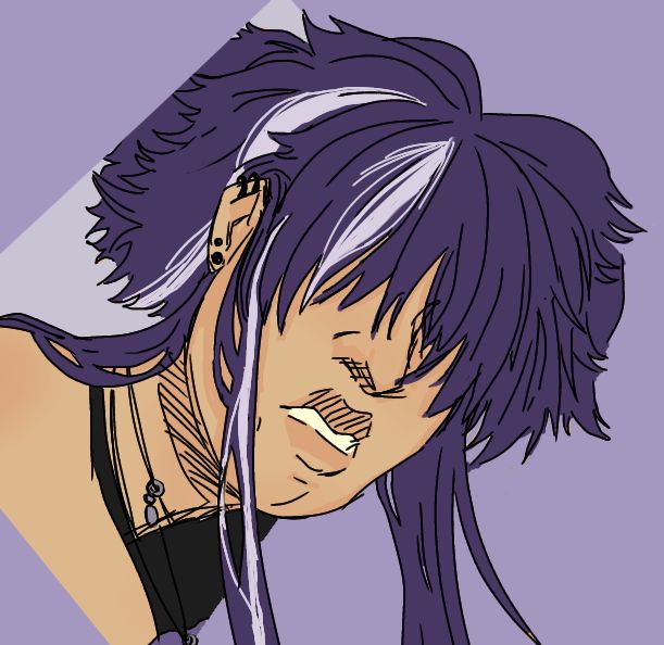 A colored and partially shaded bust of partiallyvoid's OC Wren. Their expression is soft though half obscured by their hair as they gaze out into the distance. 