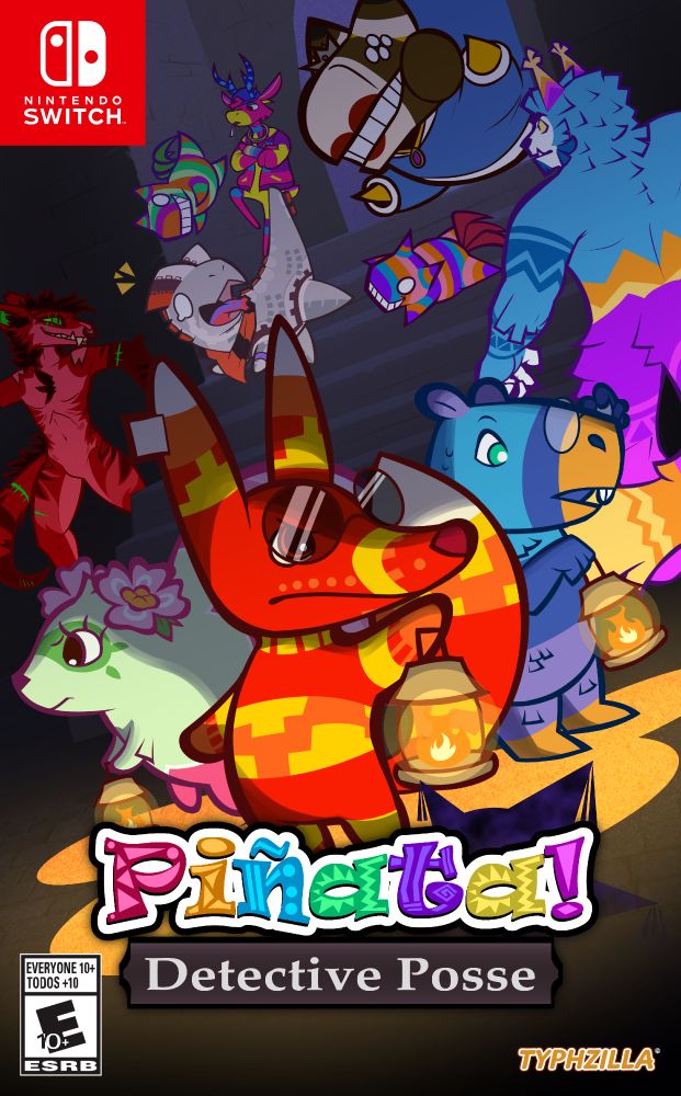 A fully illustrated fake game cover with the title "Piñata! Detective Posse".