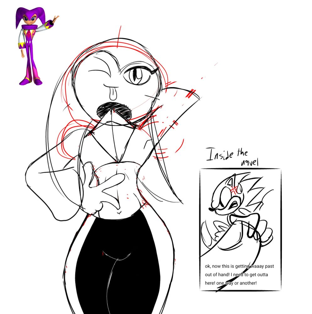 NiGHTS stretching while picking their own navel (while Sonic's just trapped there for no apparent reason)