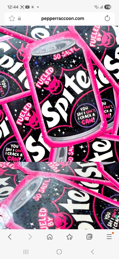 Fuelled by Spite sticker screen shot. 