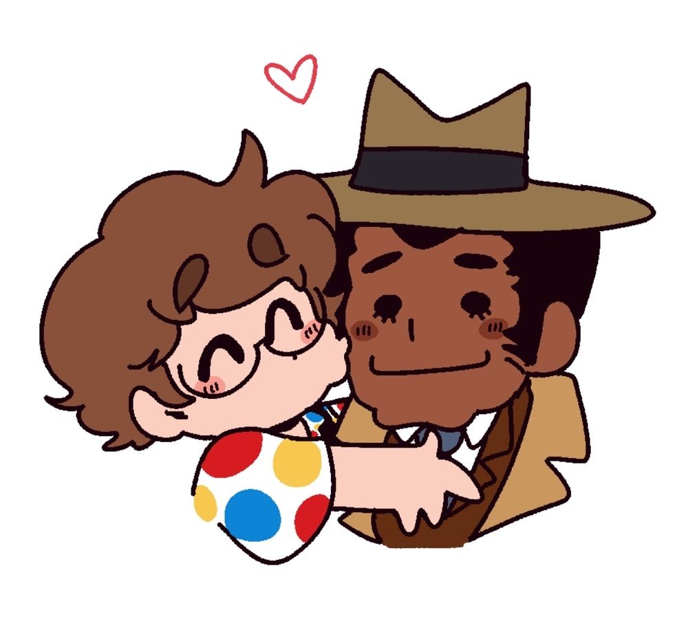 Curley embracing and giving Zenigata a kiss on the cheek, to which the latter is smiling like :-]. A little heart floats above the two