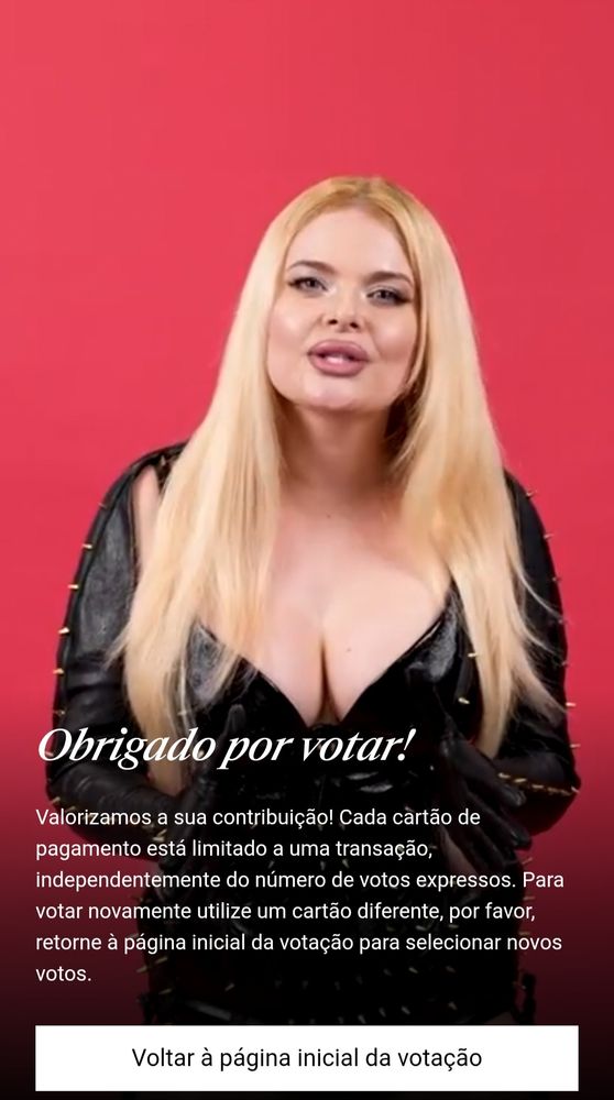 Tela que aparece após a votação na Eurovision, em que a cantora Erika Vikman, da Finlândia, agradece pelo apoio dado.