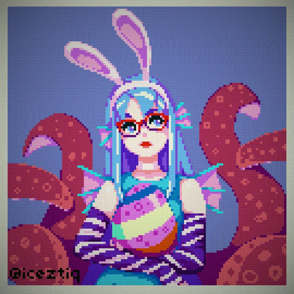 A pixel art drawing of Aqua from the Coffee Talk game