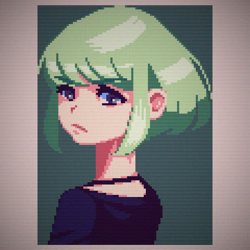 A pixel fan art portrait drawing of Lio Fotia